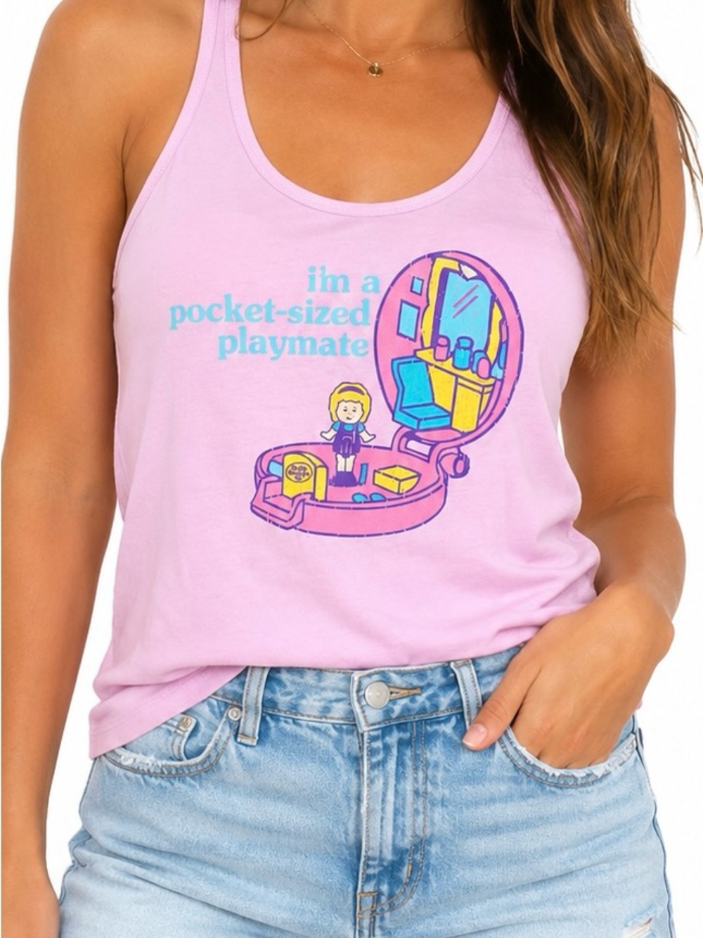 [Y2K Vintage] Polly Pocket Bow Racerback Tank Top - Size M